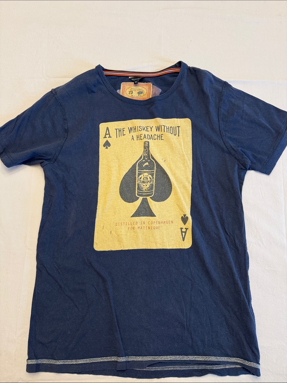 Matiniqe Men's Navy Graphic Tee - 'The Whiskey Without a Headache'